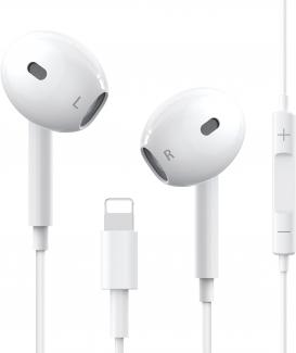 OLKIEQZ iPhone-Kopfhörer mit Kabel, MFI-Zertifiziert, In-Ear Ohrhörer mit Mikrofon und Lautstärkeregler, Geräuschisolierung, HiFi-Stereo, Weiß