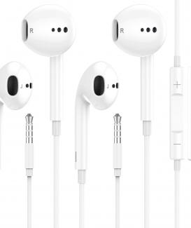 2 Packs for Apple Earbuds, 3.5mm Headphones Wired with Microphone Volume Control, in-Ear Earphones Wired Compatible with iPhone/iPad/Android/Laptop/PC/MP3/4 and Other 3.5mm Jack Devices